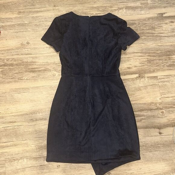 Aqua Navy Blue Tulip Sz S Suede Dress Bloomingdale’s Winter Classic - Picture 7 of 7